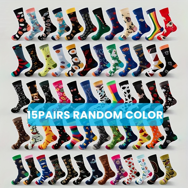 E-shop 4/5/8 Paar Mid-Calf Socken in Zufälligen Farben – Lustige, Bequeme Atmungsaktive Strümpfe – als Partygeschenk oder für Casual Outfits