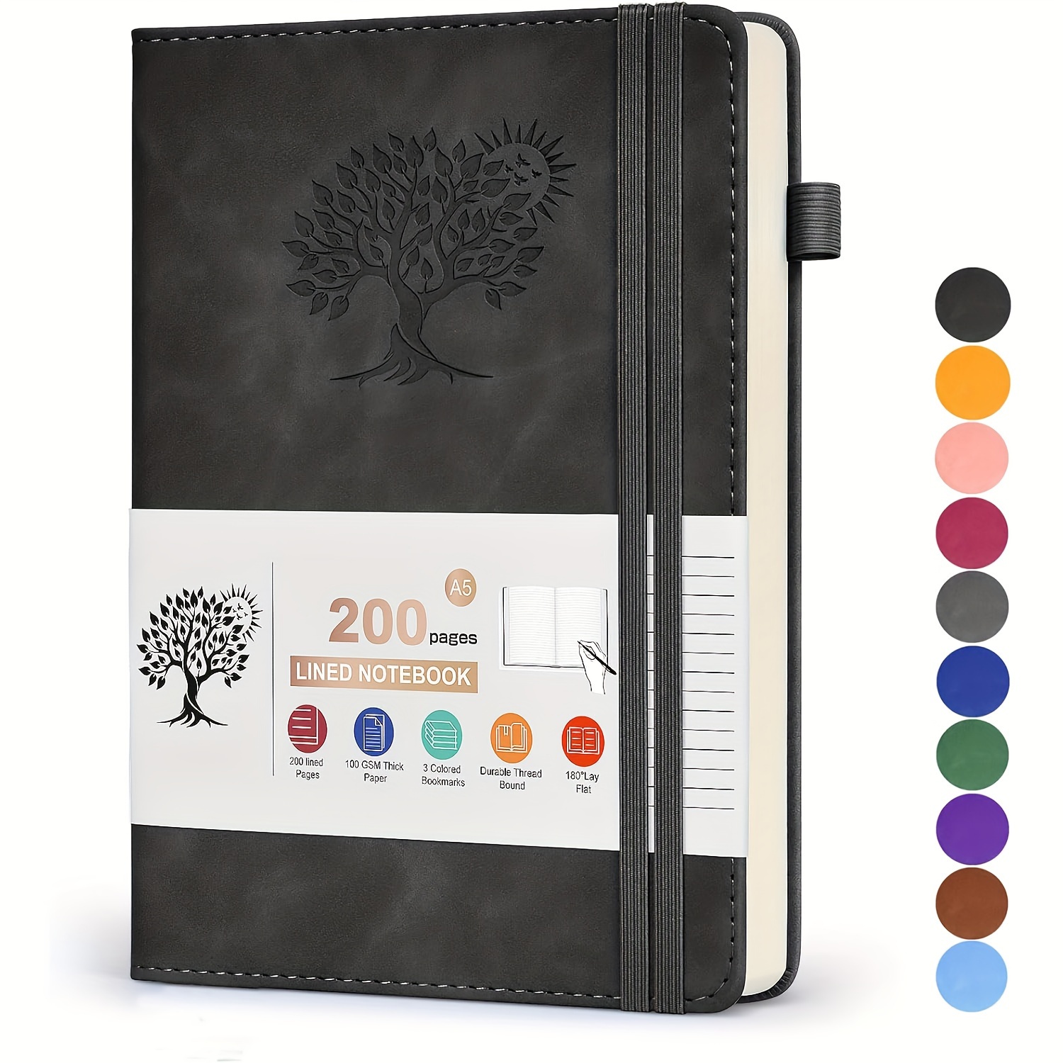 TEMU Leather-bound Notebook, Lined Journal, Unisex Diary, A5 Notebook, Suitable For Work, Note-taking, Business, Travel, And Daily Journaling. 200