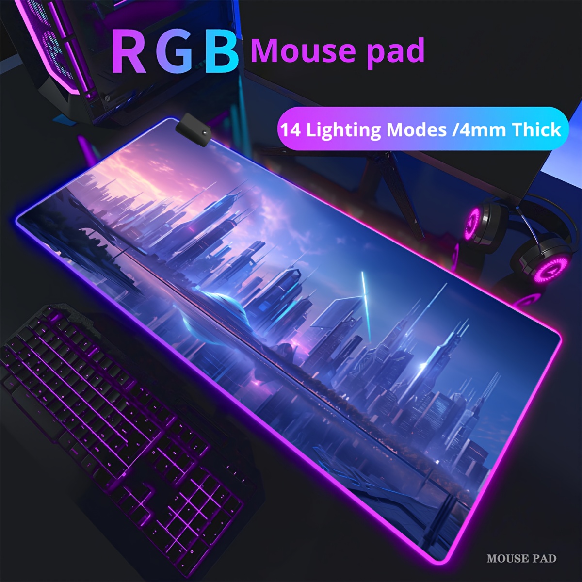 Large Natural Rubber Computer Desk Mat Usb Non-slip LED Mousepad