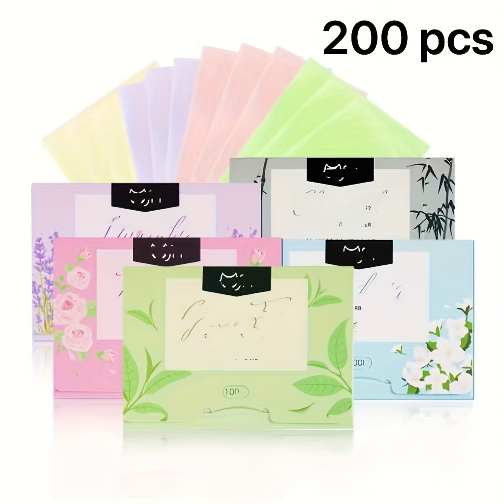 

200pcs Absorbent Oil Blotting Papers For All Skin Types, Portable Makeup Tool For Oily Skin