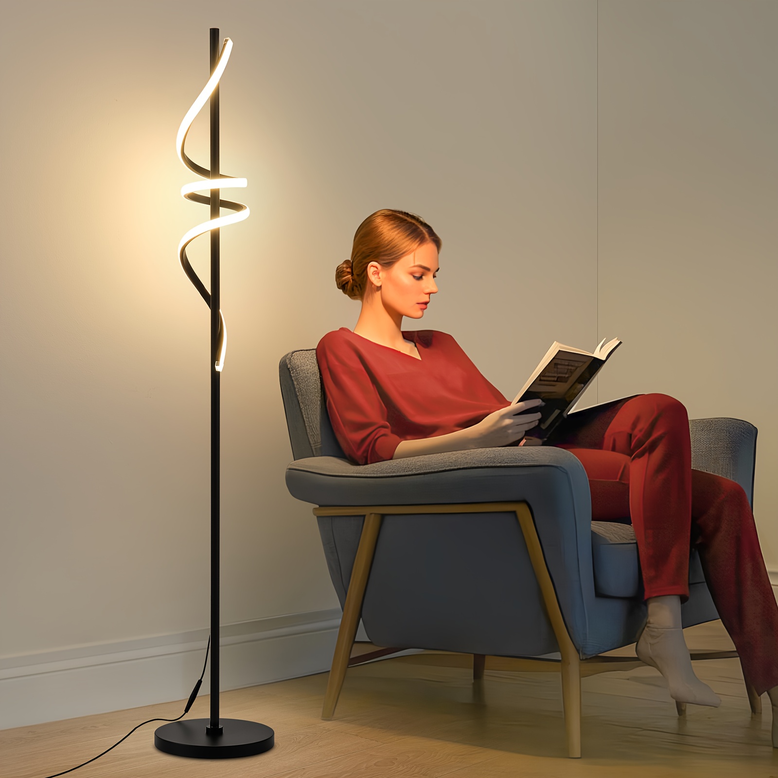 64'' Modern Ribbon Floor Lamp, Home Decoration Light, 3 Color Led , 1 Hour Timer, Luminous Function, Remember Your Light Settings, Women Makeup For Living Room, Bedroom, Kitchen