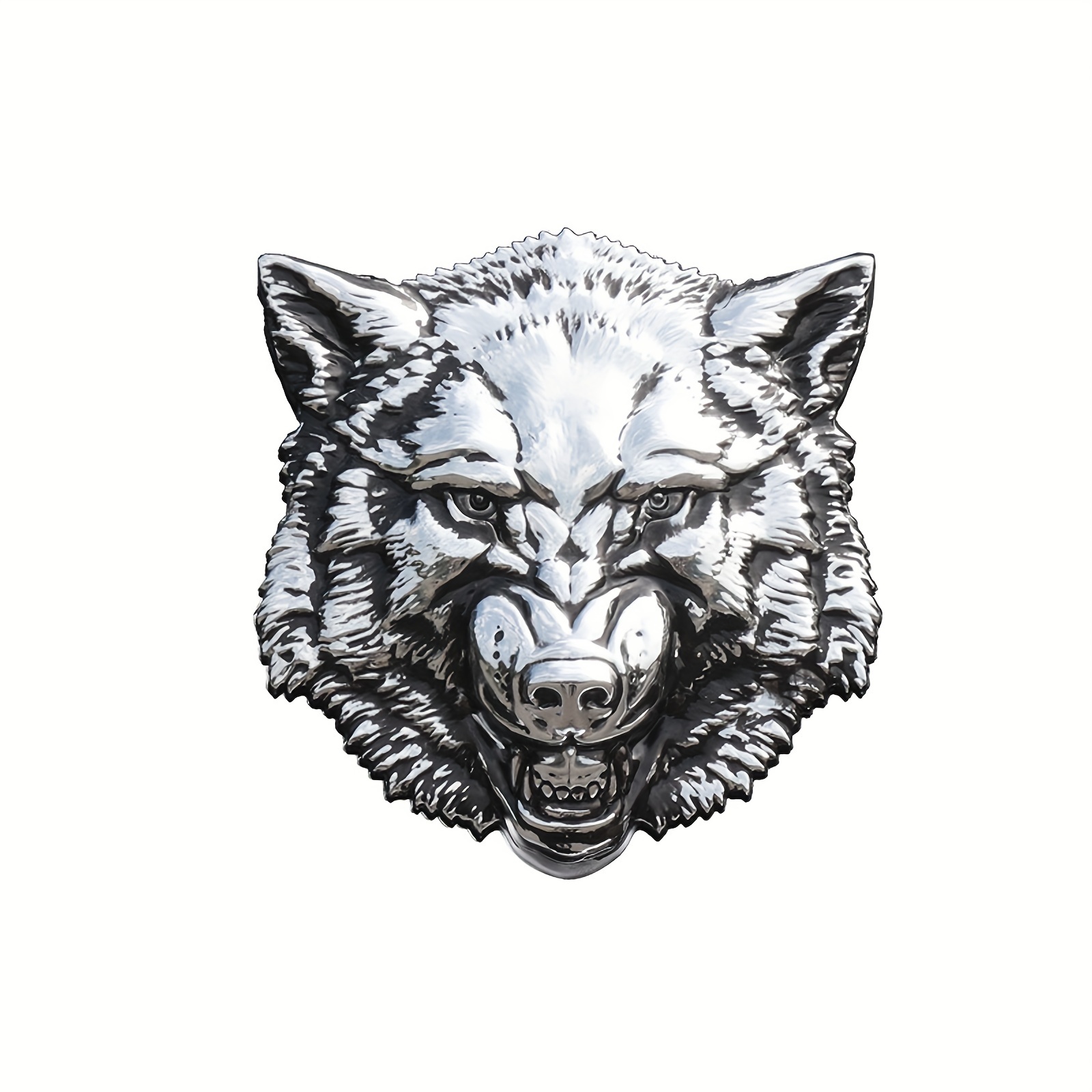 1pc Wolf Head Metal Car Sticker Badge, Side Rear Tail Sign Decorative Sticker Hood Trunk Side Fender Decal, For Suv Pickup Truck Auto Exterior Accessory