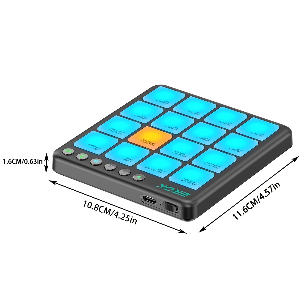 EROK P-16 RGB MIDI Drum Pad, Wireless Bluetooth MIDI Controller