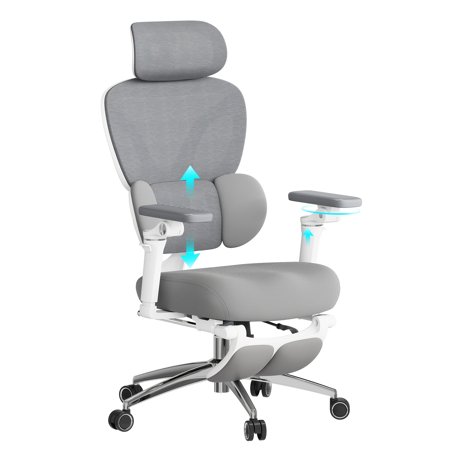 Image of Ergonomic Swivel Office Chair With Adjustable Seat Depth, Featuring A Footrest, Dynamic Lumbar Support, A Reclining Backrest, A 3d Headrest And 6d Armrests