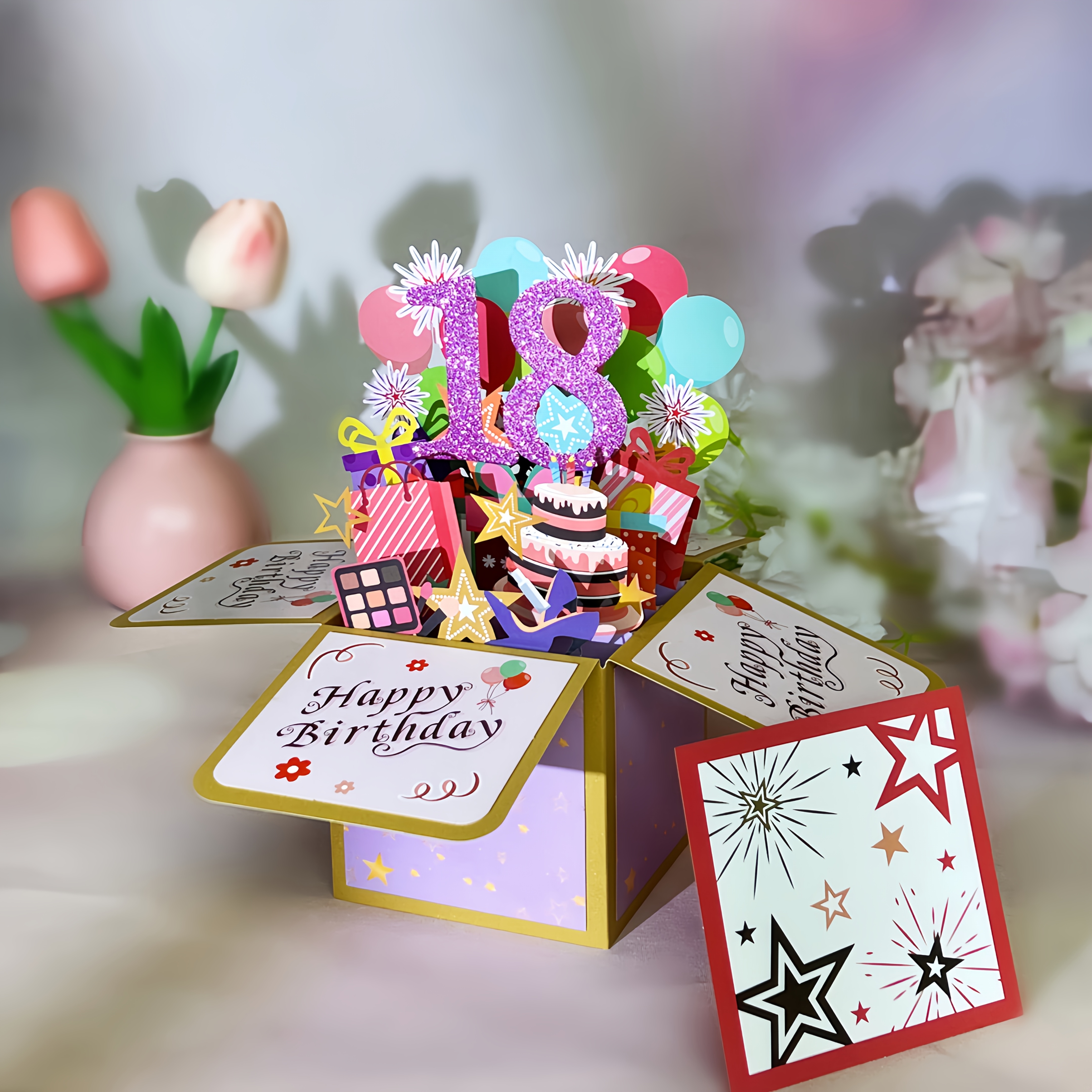 Image of Happy 18th Birthday Card, Perfect For Turning 18. A Birthday Greeting Card Suitable As A Gift To Your Daughter/niece/granddaughter. Happy 18th-birthday Pop-up 3d Card
