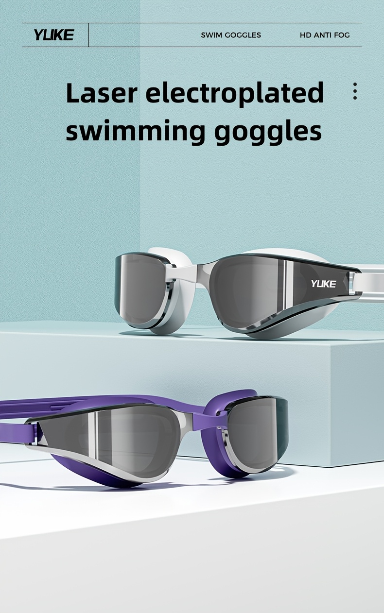 1pc of Adult Electroplated Swimming Goggles with High-definition Anti-fog and Ultra-wide-angle Vision Design