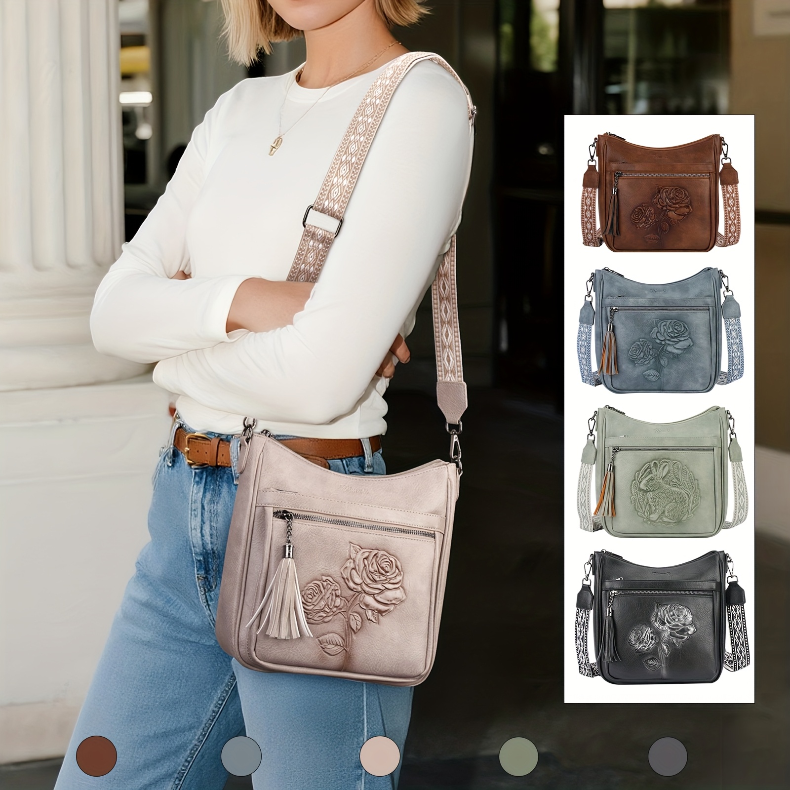 MOJISOLO Women's Vegan Leather Crossbody Bag - Quilted Shoulder Purse With Detachable Chain, Multi-Pockets - View #14