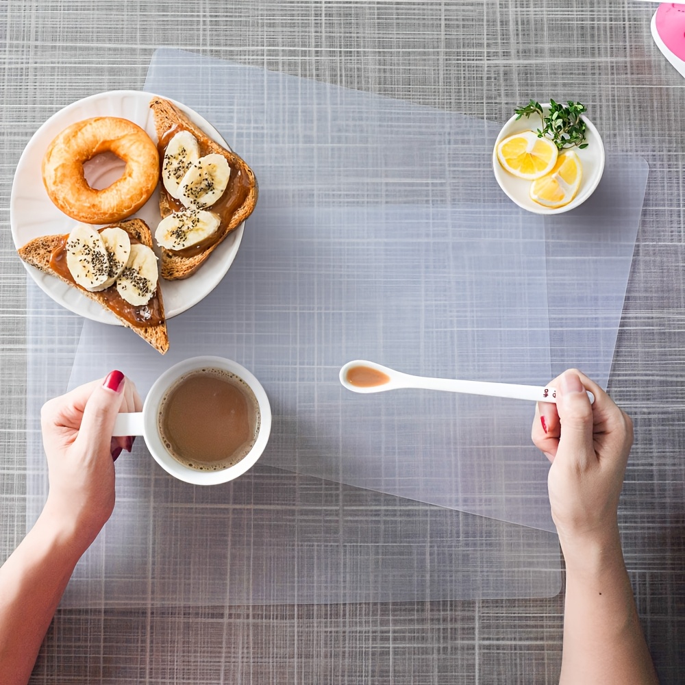 

Set Of 6 Transparent Plastic Placemats, Rectangular Table Protectors, Waterproof And Oil-resistant, , Wipeable, And Hand-washable - Suitable For Use In Restaurants, , Counters, And Office Desks.