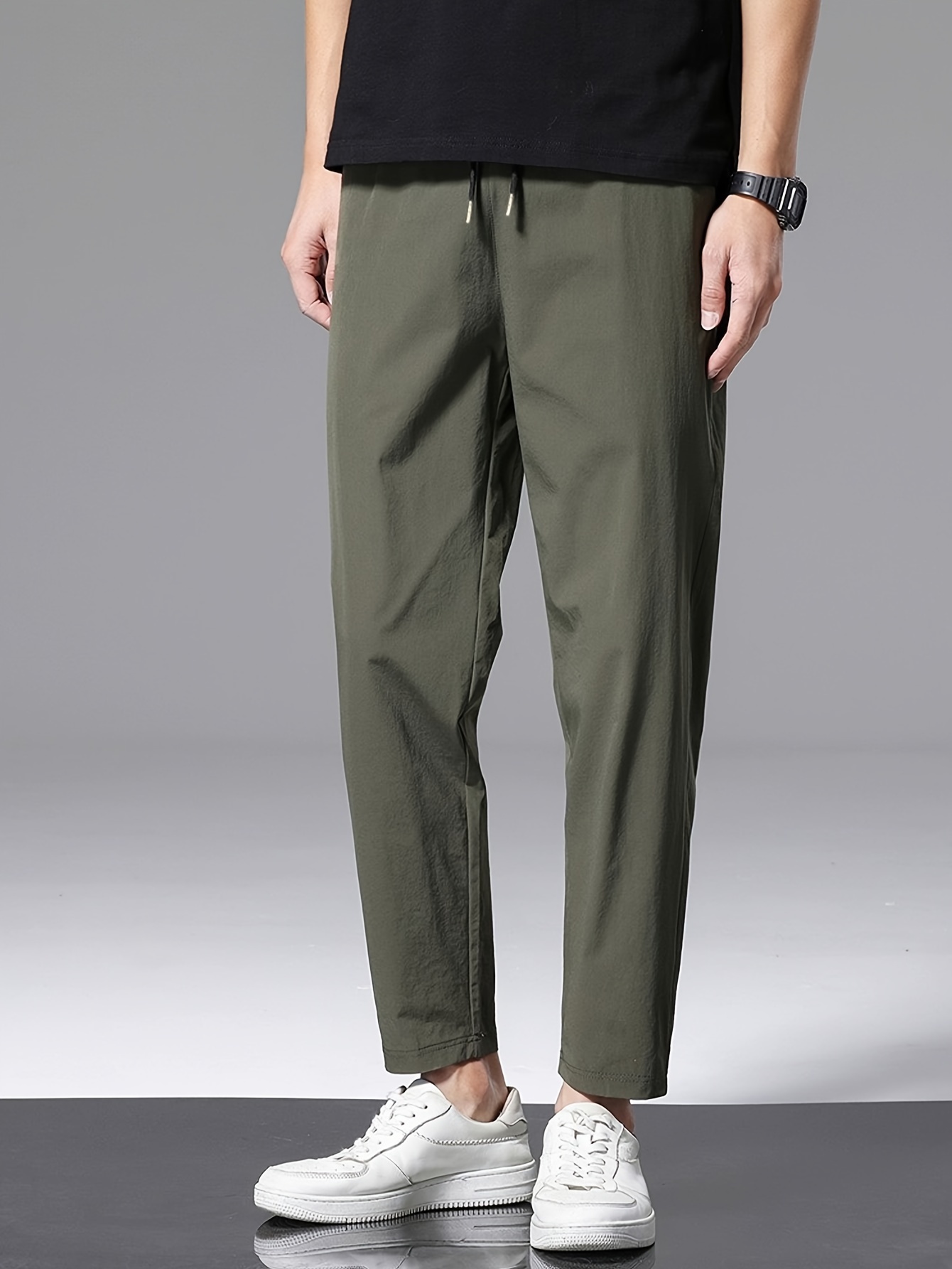 loose dress pants High Waisted Asymmetric Solid Color Split-Joint Suit Trousers Belt loops Men's Grey & Black Wide