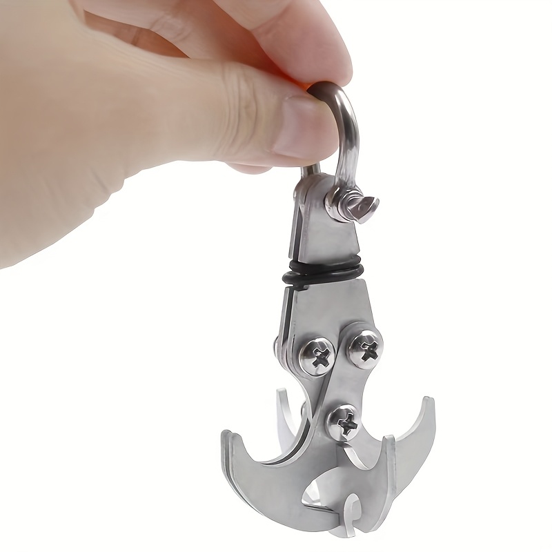 E-shop 1 Stück Edelstahl Klappbarer Greifhaken, Schwerlast Mehrzweck- mit 4 verstärkten Krallen, geeignet für Wandern Camping