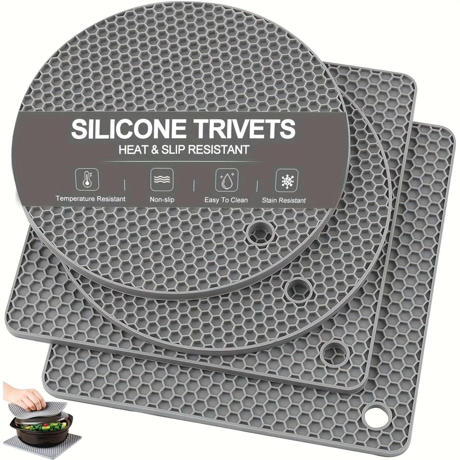 EVA SOLO | 2 Sottopentola Magnetici | Nylon Rivestito In Silicone Con Magneti Incorporati | Lavabile In Lavastoviglie | Posizionato Di Traverso O Diviso In 2 | Design Danese | Mocca - 3
