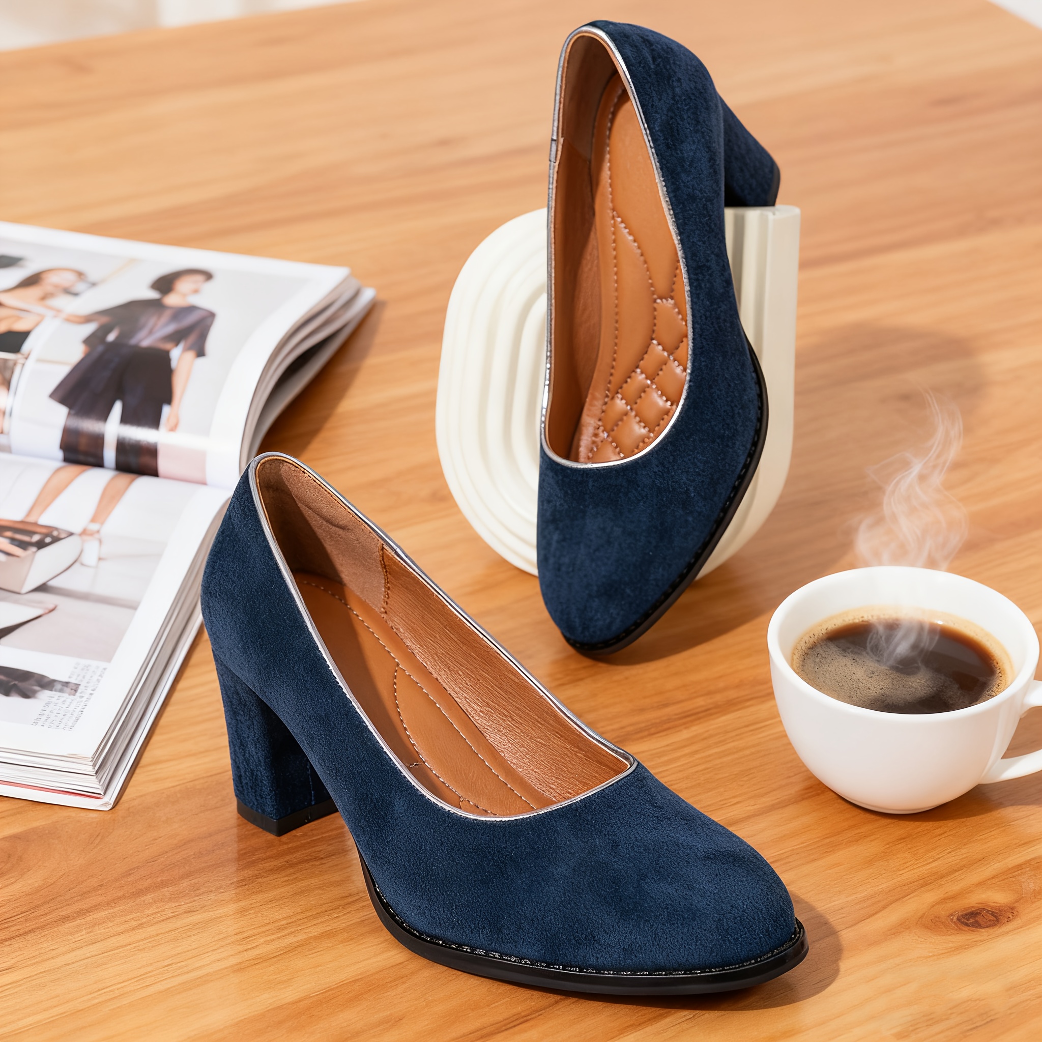 ladies navy blue dress shoes Ortho+rest Women Bunion Dress Shoes Low Heel Orthopedic Pumps-Cassie Navy / 8.5 main image 1