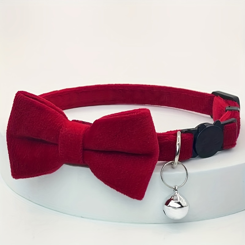 adjustable polyester pet collar with detachable bow tie and   plush choke proof safety   suitable for small to medium cats and dogs without battery Product details 4