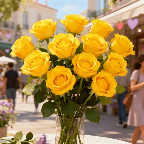 photo de l'article Bouquet de roses réalistes 13 pièces - Fleurs artificielles à longs tiges réalistes, idéales pour les mariages colorés, la fête des mères, la décoration intérieure et les centres de table festifs, cadeau élégant peu entretenu avec des couleurs mélangées vibrantes et des feuilles naturelles