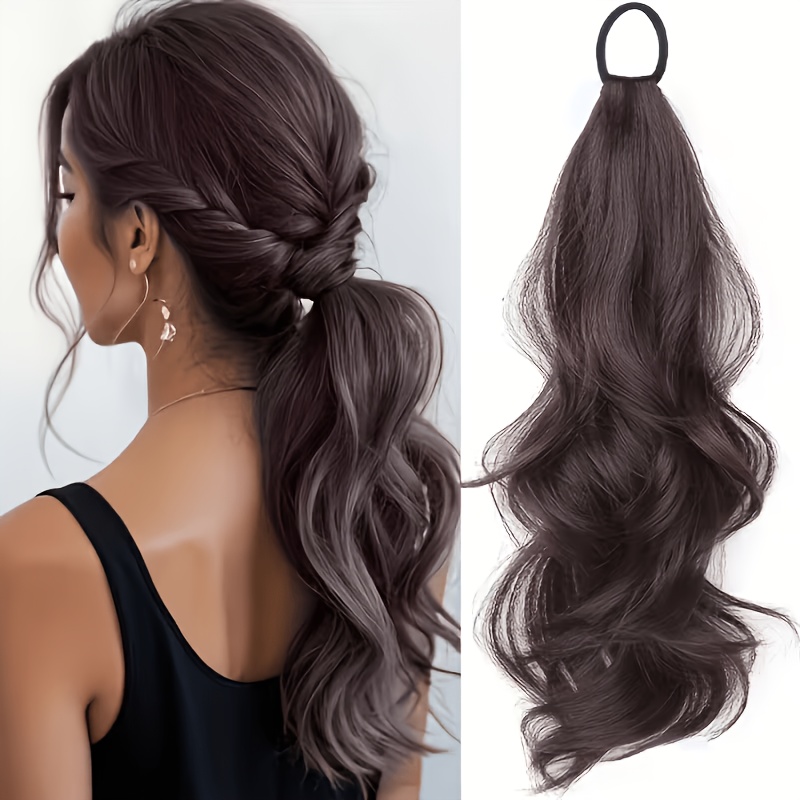 Image of 1pc Wavy Ponytail Hair Extension | Soft Synthetic Wavy Ponytail For Women With Elastic Hair Tie, Suitable For Daily And Party Use, Heat-resistant Fiber Hairpiece Wig