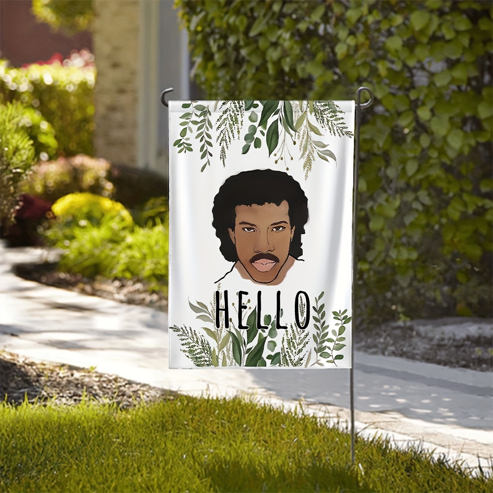 

1pc Polyester Hello Decorative Garden Flag - Durable Outdoor Greeting Banner For Home And Garden Decoration, No Electricity Needed