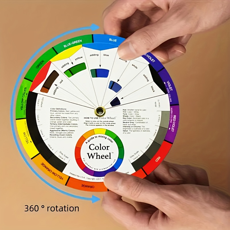 

1pc Roue chromatique rotative pour l'appariement des couleurs, spectre de base, carte de roue chromatique, carte d'échantillons de couleurs, carte de couleurs pour tatouage et ongles