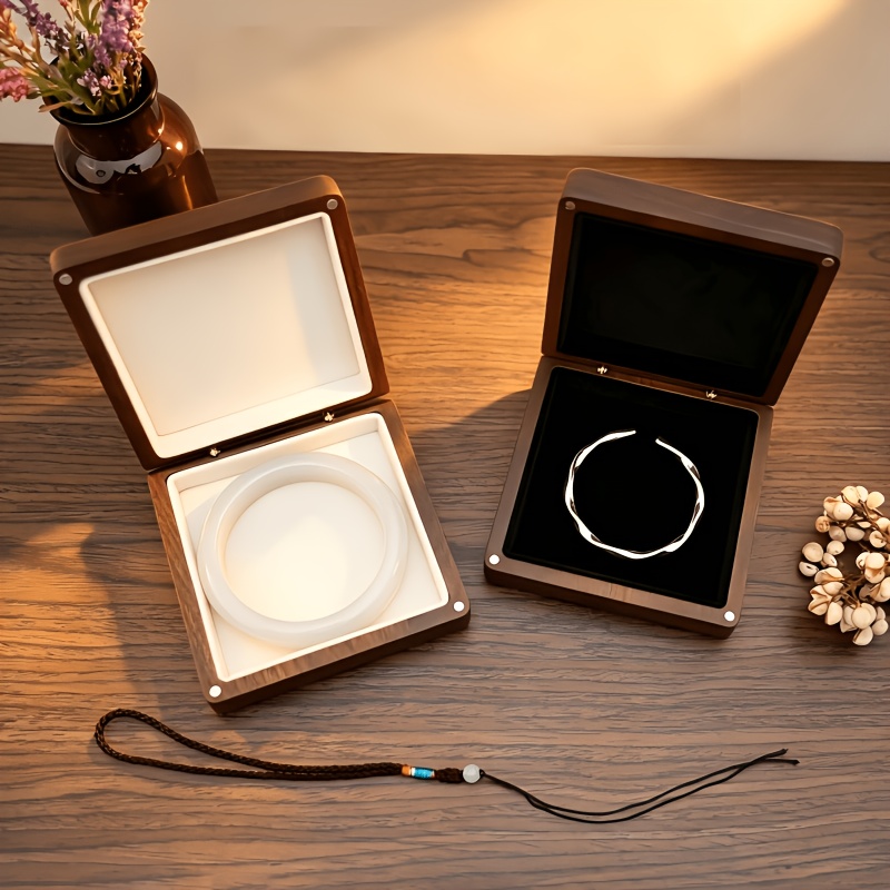 Custom Name Logo Walnut Jewelry Box for Bracelets, Necklaces, and Rings