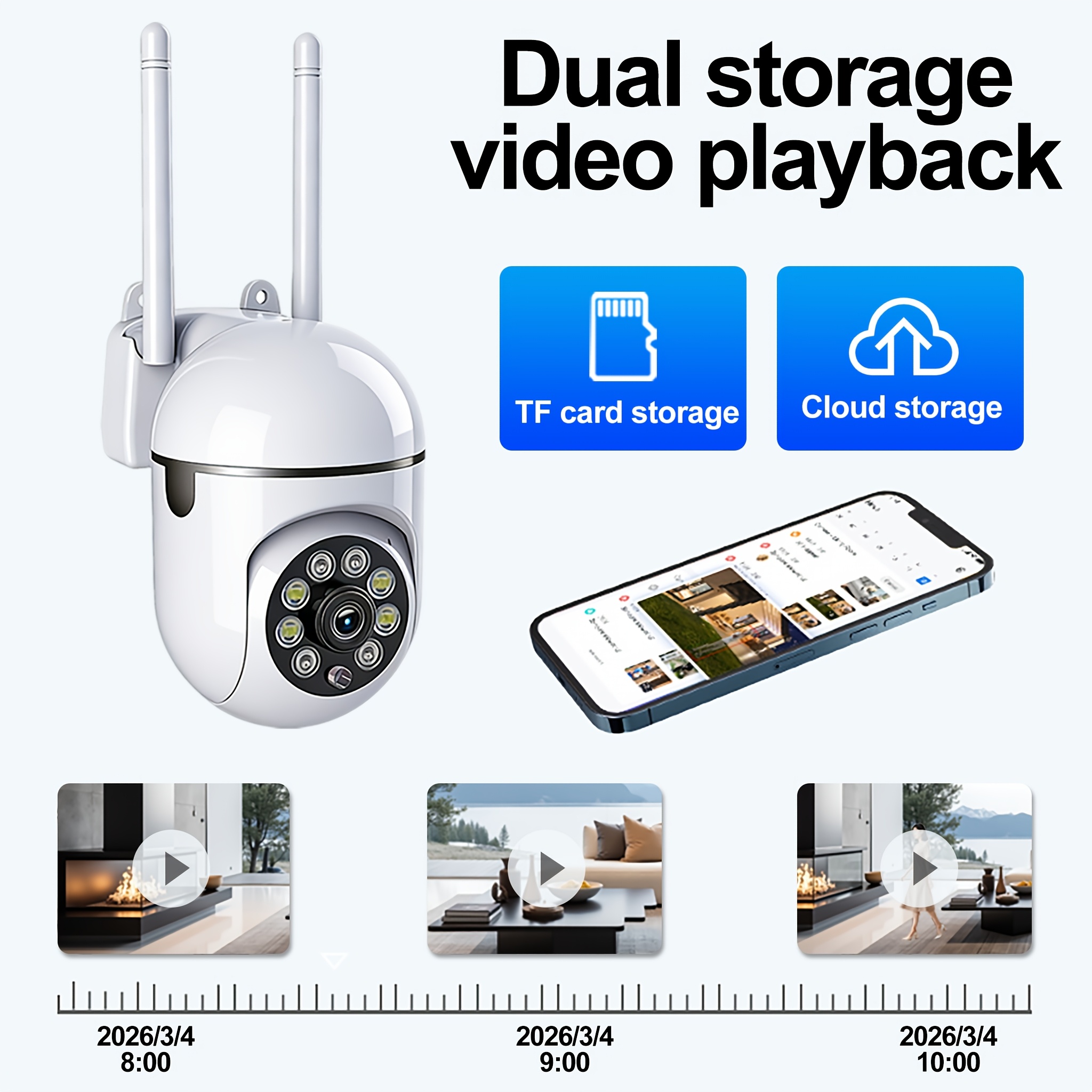 TEMU Smart 360° Wifi Security Camera With Ai Auto Tracking, Infrared Night Vision, 2-way Talk, Home Surveillance Camera For Baby Monitor/pet