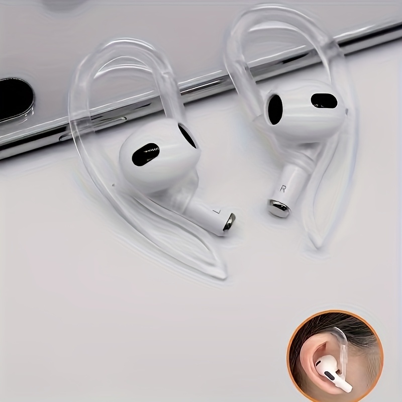 TEMU Two-pack Fashionable Transparent Case Set For Airpods Pro - Includes 2 Ear Hooks, Anti-loss Lanyard & Noise Reduction Technology