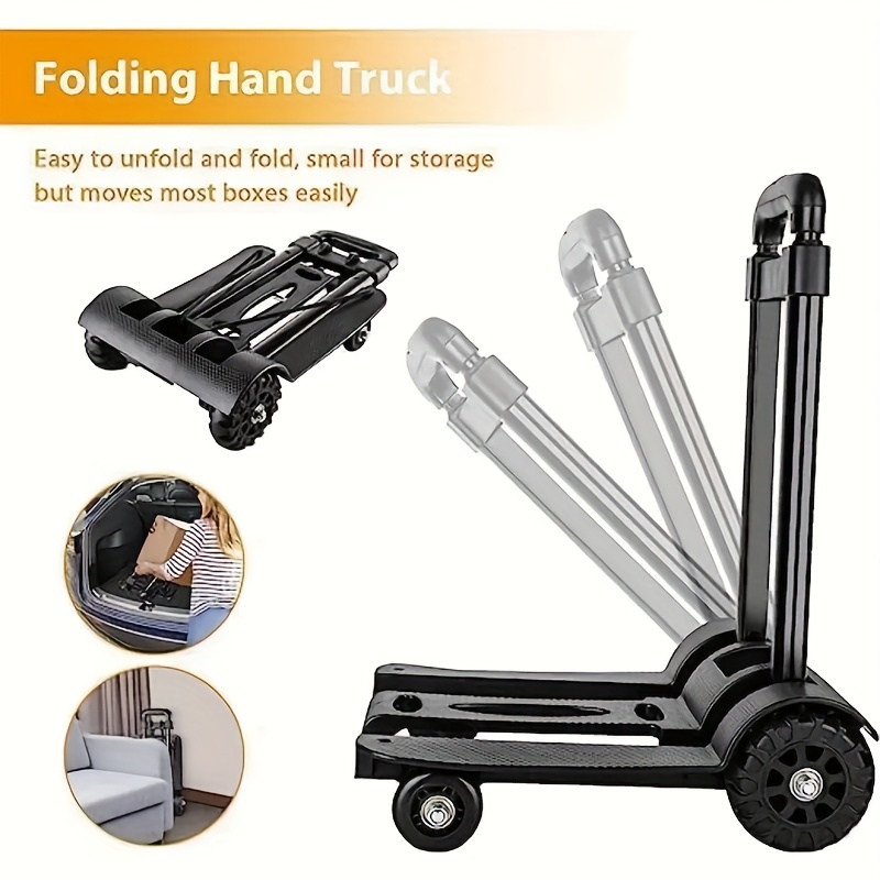 TEMU Carro Plegable de Resistencia con Mango Antideslizante y Ruedas Amortiguadoras - Capacidad 170 lb, Estructura de Metal , Agarres de Goma