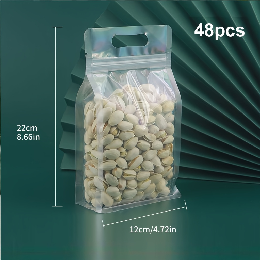 Pack Transparent Food Sealing Storage Bags, 4.7 X 8.7in With Handle Snack Candy Portion Bags, Reusable Freezer Refrigerator Sealed Storage Bags, Durable Kitchen Safety Bags