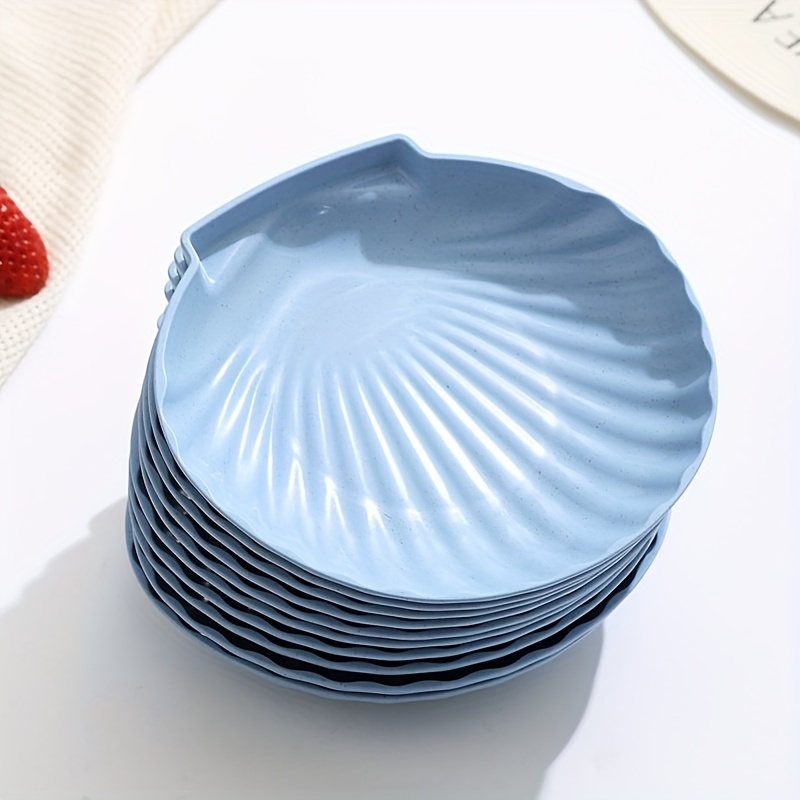 Image of 10pcs, Shell-shaped Plate, , Lightweight And Unbreakable, Food Tray, Fruit, Salad, Dessert, Cake, Potato Chips Plate, Party, Outdoor Camping, Small Plate For Multiple People