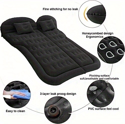 SUV Inflatable Mattress Camping Mattress Foldable Thick Car Air Bed with Electric Air Pump Portable Sleeping Pad Suitable for Home And Travel, Picnics And Camping