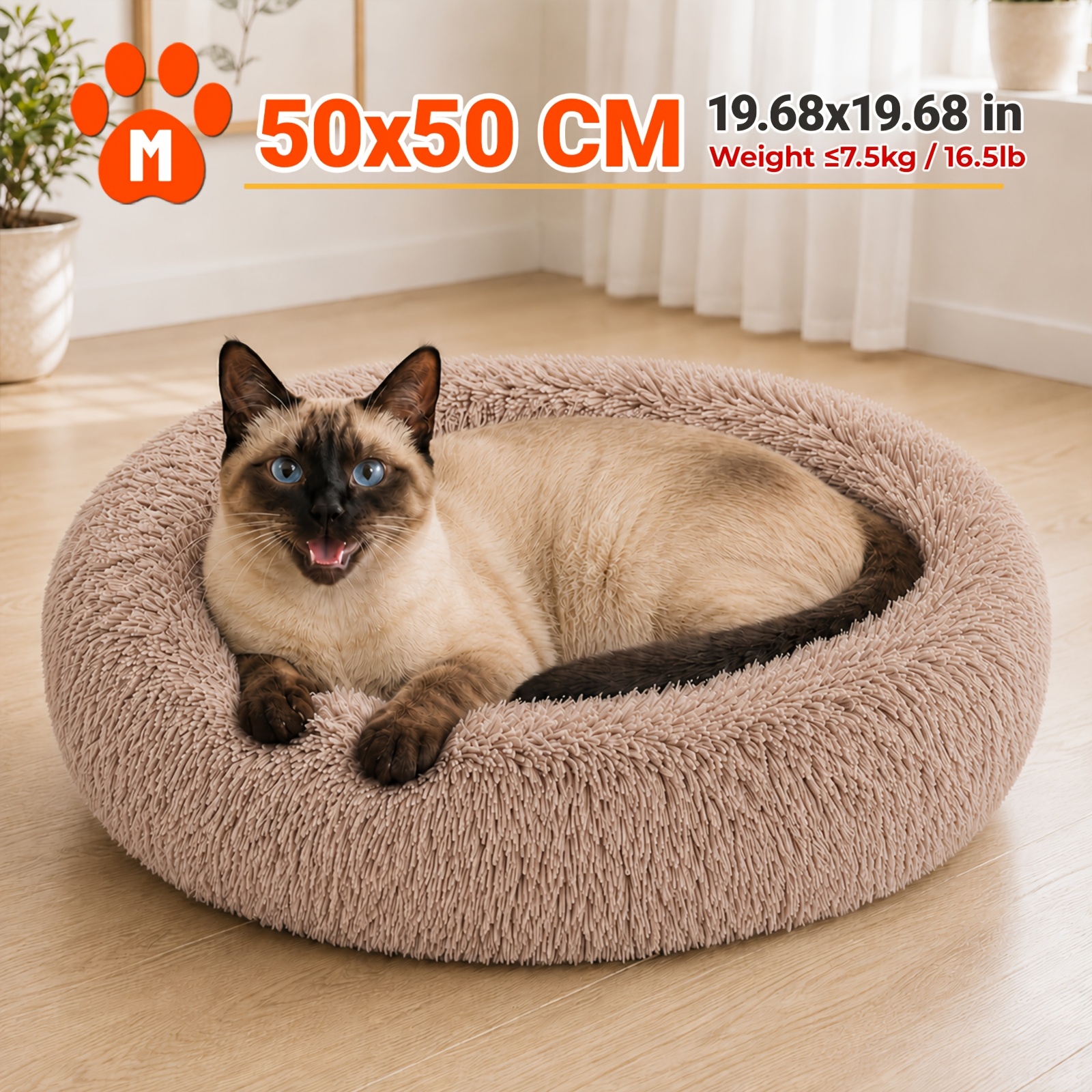 TEMU Donut Dog Bed, Long Plush Pet Sofa Bed, Fluffy Nest-style Bed, Soft Snuggle Sleeping Bed For Cats And Dogs Of Different Sizes For Indoor Use