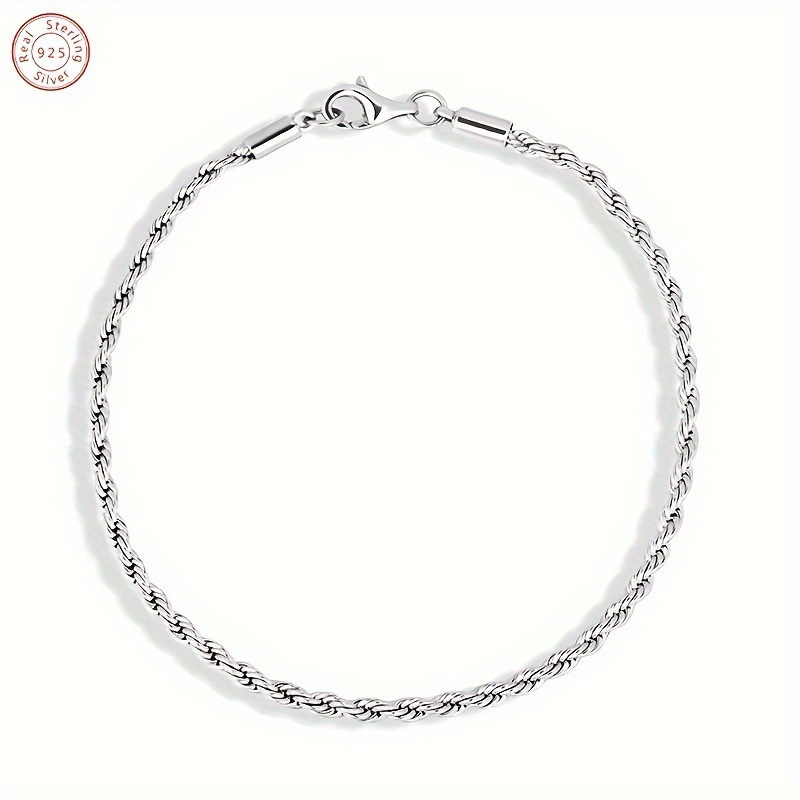 

925 Silver Women' Simple .8mm Twisted Charms Anklet For Dating And Wear Gift For Family Mother Friend Girlfriend Birthday Christmas Gift With Gift Box