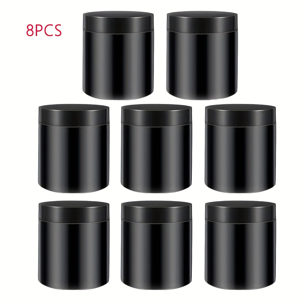 TEMU 4/6/8pcs 8oz (250ml) Pet Black Cosmetic Dispensing Bottles, Mask Clay Dispenser Jars, Travel-friendly Refillable Containers For Jewelry,