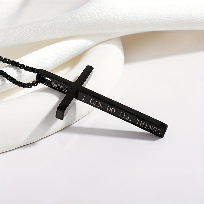 1pc stainless steel cross pendant necklace fashion necklace for boys easter gift details 8