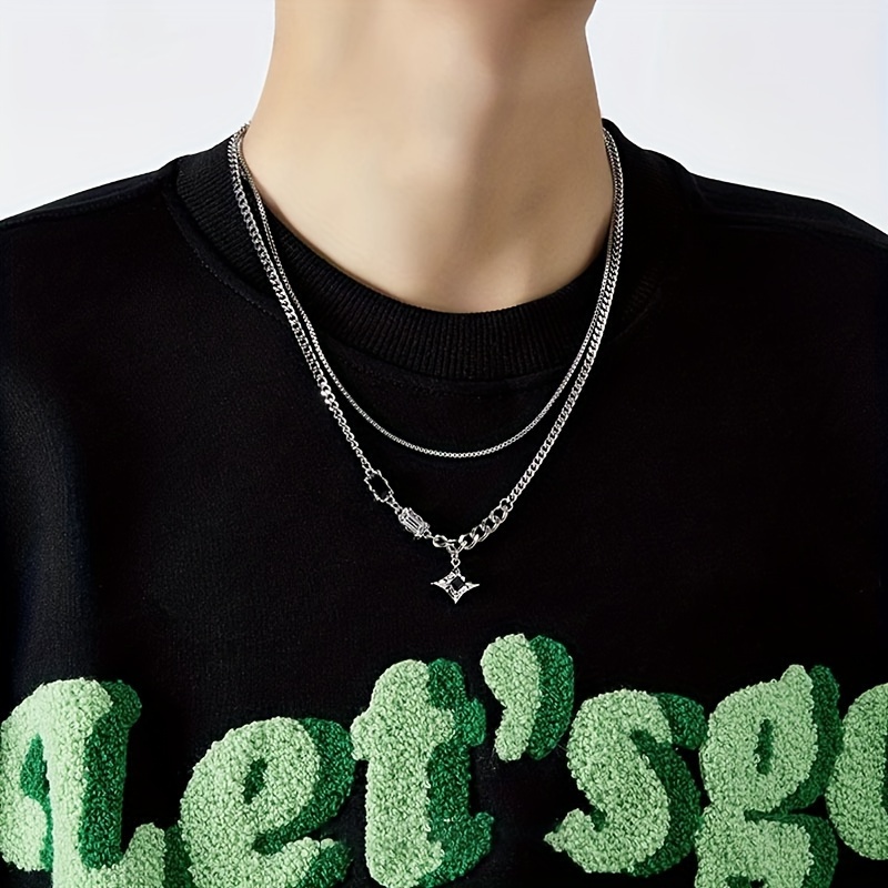 1pc mens hip hop titanium stainless steel double layer Temu