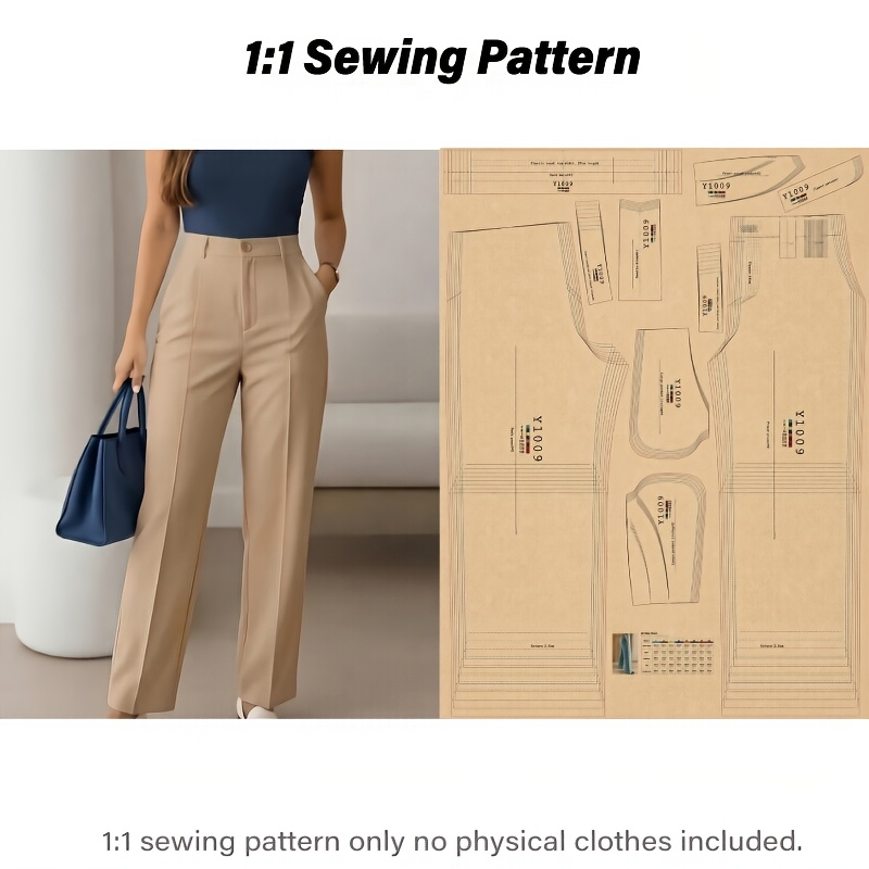TEMU Women's Straight-leg Pants Sewing Pattern | 1:1 Template | Compatible With Fabrics | Sizes S-5xl (8 Sizes Total) | Ideal Gift For Sewing