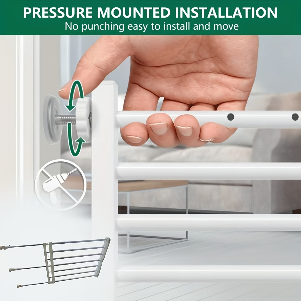 TEMU No-drill Retractable Pet Gate Barrier Suitable For Home Use With Adjustable Gate System, Built-in Puppy/kitten Door & Anti-cat/dog Barrier,