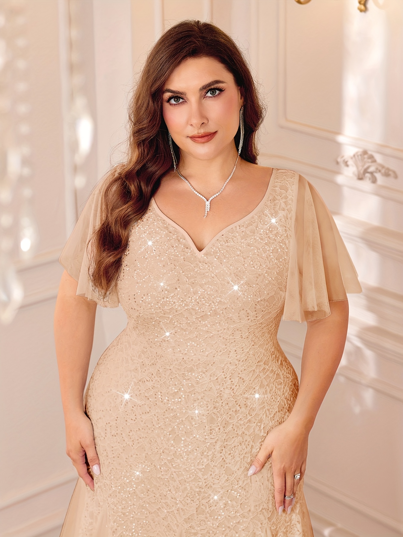 plus size plus size elegant spring summer party dress lace - Temu United  Arab Emirates