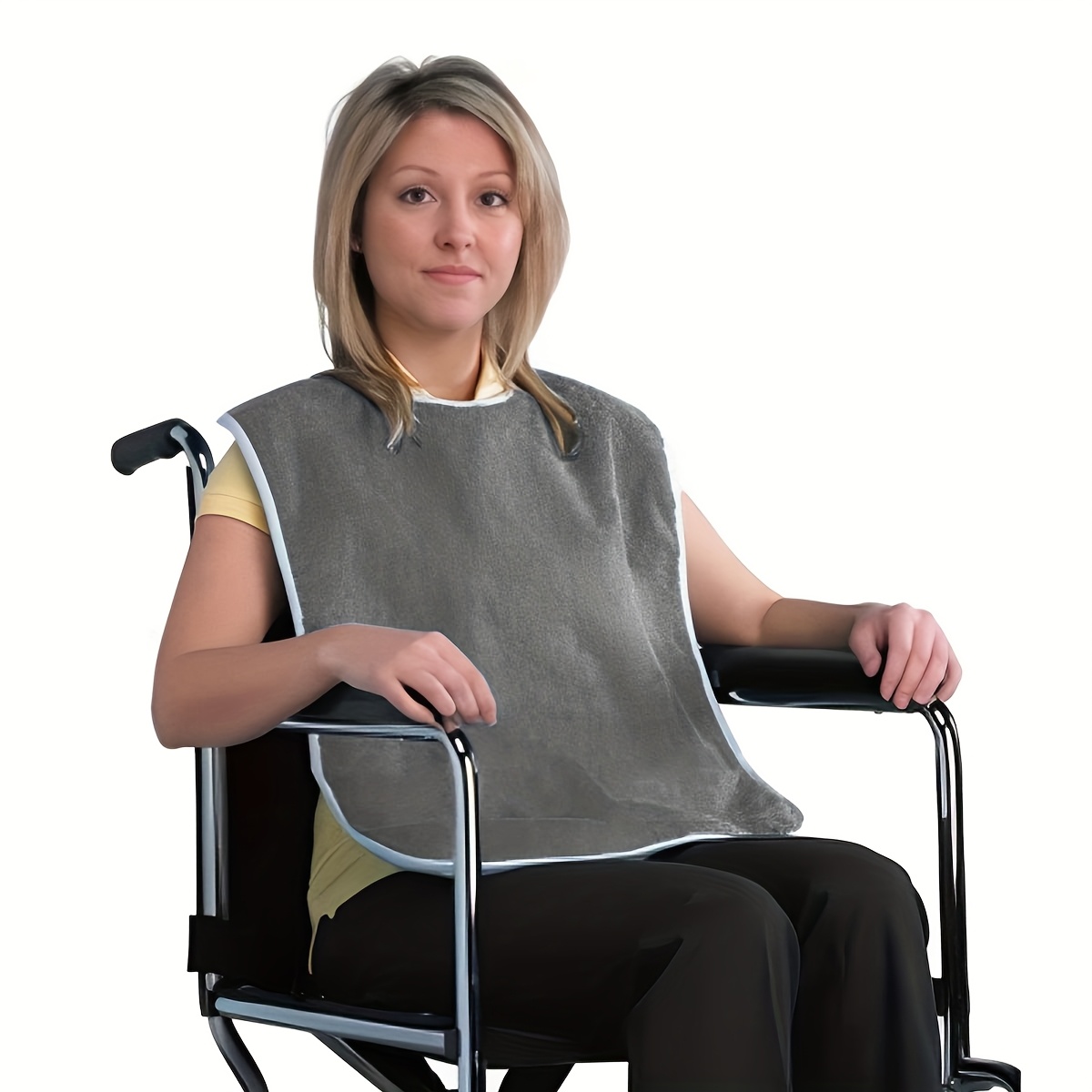 1pc or 4pcs Light Blue Adult Bibs - Adjustable, Machine Washable Polyester Dining Cloth for Elderly Care, Design for Men and Women