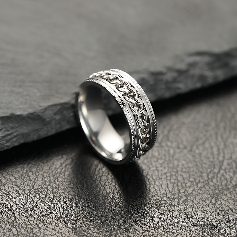 1pc personality style 201 stainless steel rotatable link chain ring 201 titanium 201 stainless steel unisex gift for couples   jewelry suitable for   men and women Product details 4