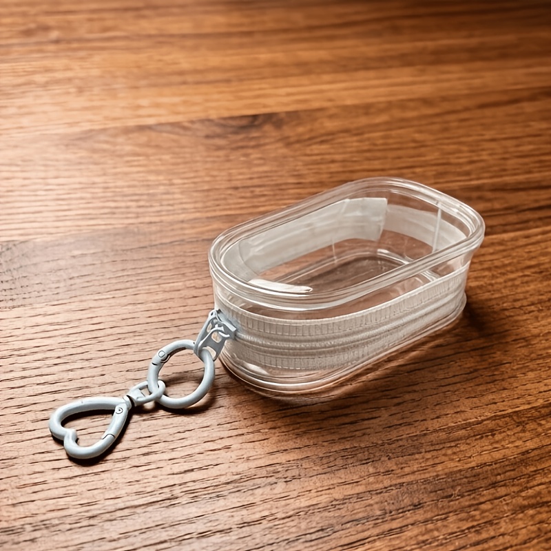 TEMU 2pcs Set: Transparent Zippered Dustproof Storage Bags With Hooks, Suitable For Displaying Mini Models, Heart-shaped Keychains, And Bag Charms,