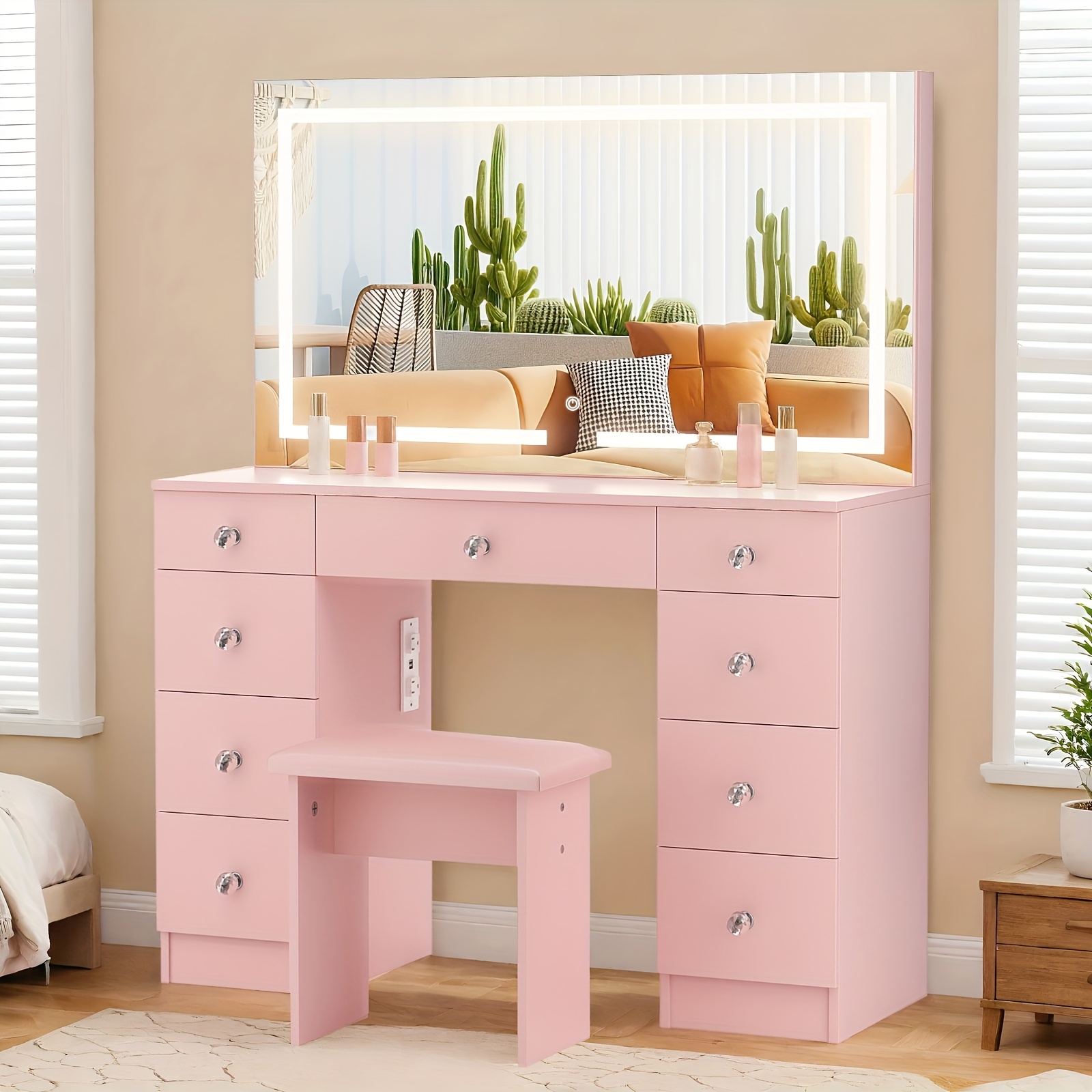 chinese dress ladies Shalunkar Pink Vanity Dressing Table With Mirror Glass Top
