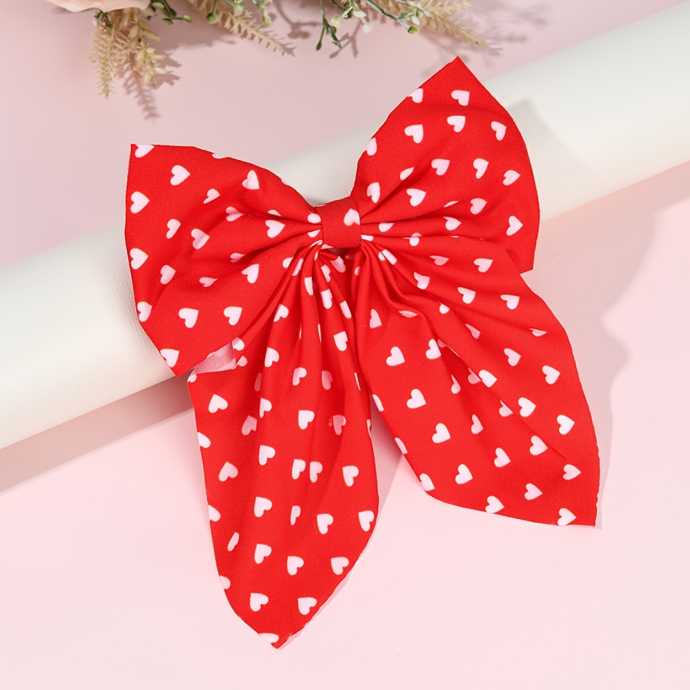 

Romantic Heart Bow Hair Clip, 4.33*5.51in Fabric Hair Accessory For Girls - Valentine's Day, Birthdays & Parties