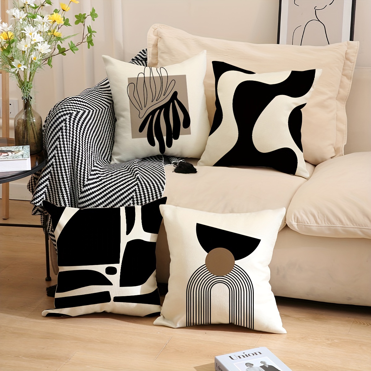 4pcs 1set 45x45cm zippered sofa decor no details 1