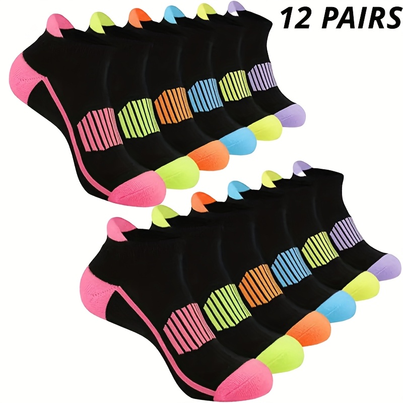 Image of 6/12-pair Women's Sports Ankle Socks, Basketball Socks For Men And Women, Training Running Socks, Shock-absorbing Sweat-wicking Couple's Sports Socks