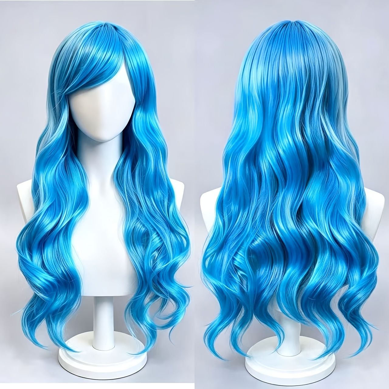 TEMU 32-inch Sky - Long Wavy Hair Wig - Universal Anime Cosplay Wig, Suitable For Stage, Party, And Photo Shoots With Heat-resistant Synthetic Fiber