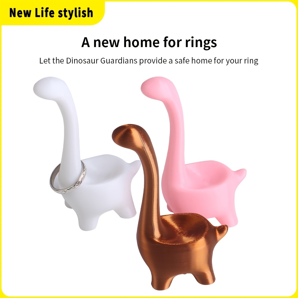 dinosaur ring holder for earrings rings jewelry desktop decoration wedding engagement ring stand cute preppy room decoration cute womens gift suitable for valentines day romantic night birthday anniversary details 0
