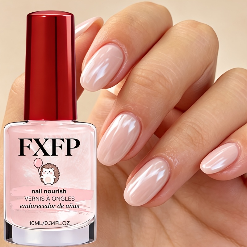 Image of Fxfp Pink Pearlescent Nail Hardener - Quick-dry Formula, No Lamp Needed, Delicate Shell Powder, Mirror Pearlescent Effect, Essential For Daily Use And Busy Individuals, Party, Holiday Gift