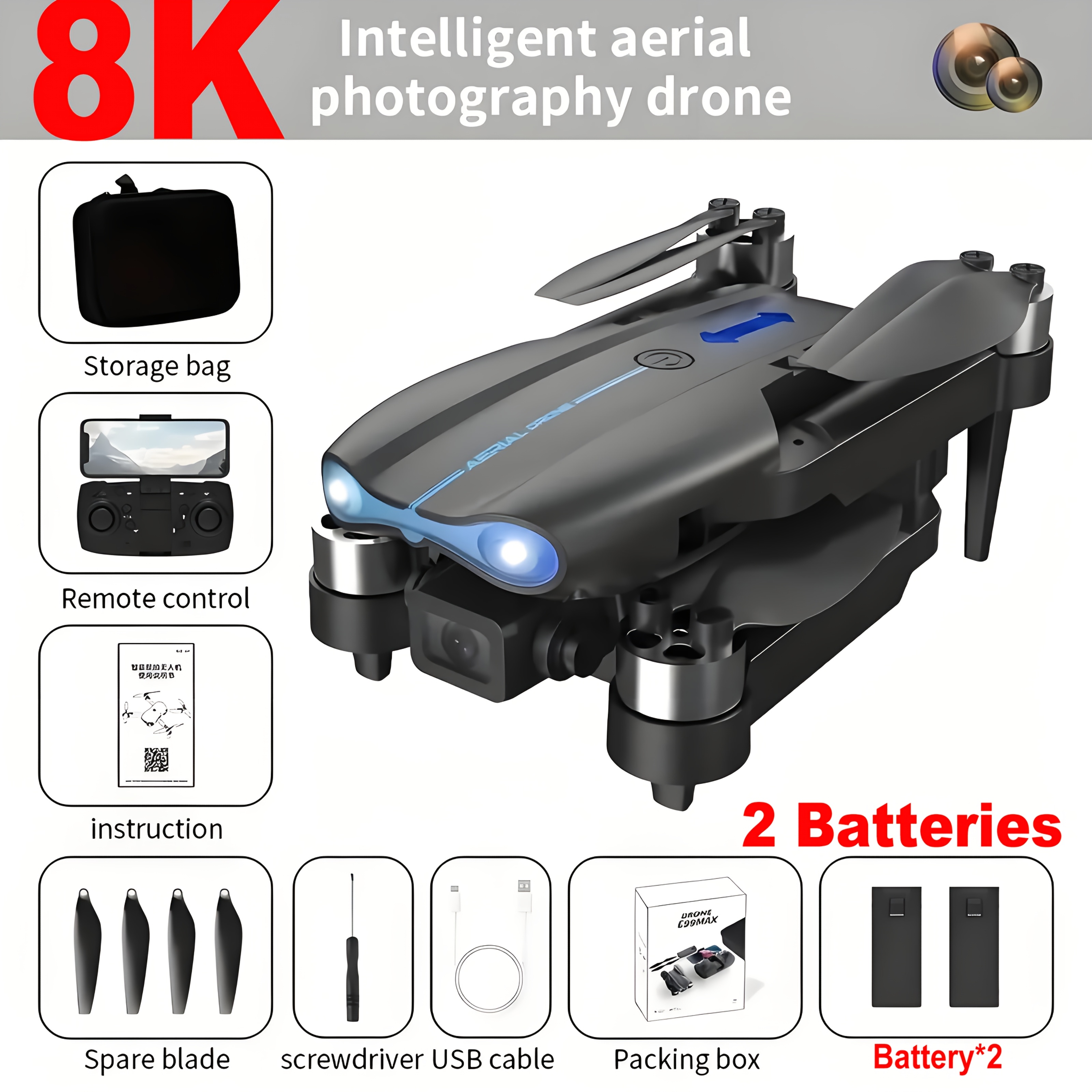 

Rc Drone, 2025 New Professional Rc Drone With 2 Batteries, Dual Camera Double Folding Rc Height Hold Remote Control Toy, Holiday Gift Indoor And Outdoor, Christmas Gift, Thanksgiving Day Gift