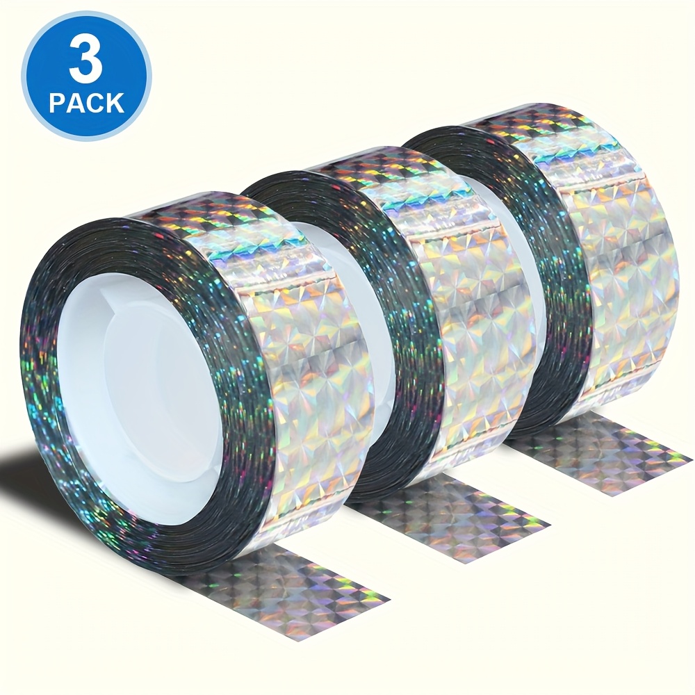 E-shop 3er-Pack (je 50,00 Meter) | Vogelabweisende Reflektierbänder | Doppelseitige Reflektierbänder für Obstgärten und Gemüsegärten, Vogelschutzband,