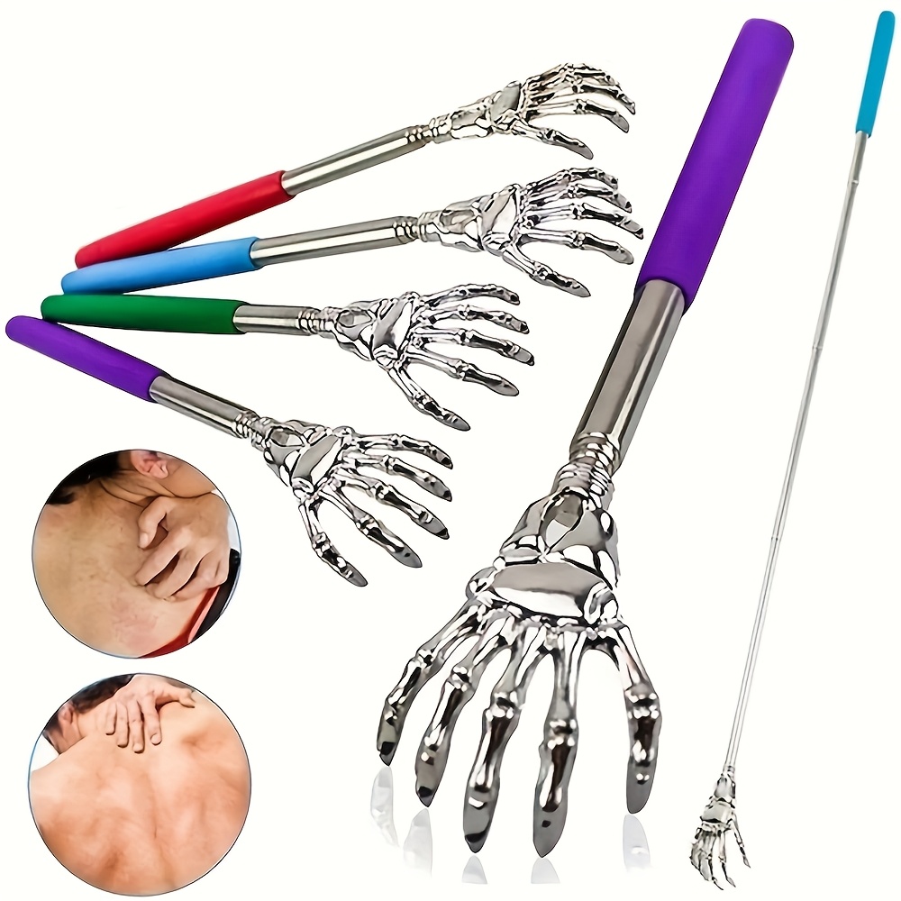 1pc Stainless Steel Extendable Back Scratcher - Telescopic Adjustable 21.08-57.91 cm with Ergonomic Rubber Handle, Portable Manual Itch Relief Tool for Elderly & Adults, Perfect Gift for Thanksgiving Christmas Birthdays, Personal Care Accessory | Sleek Metallic Finish | Durable Construction