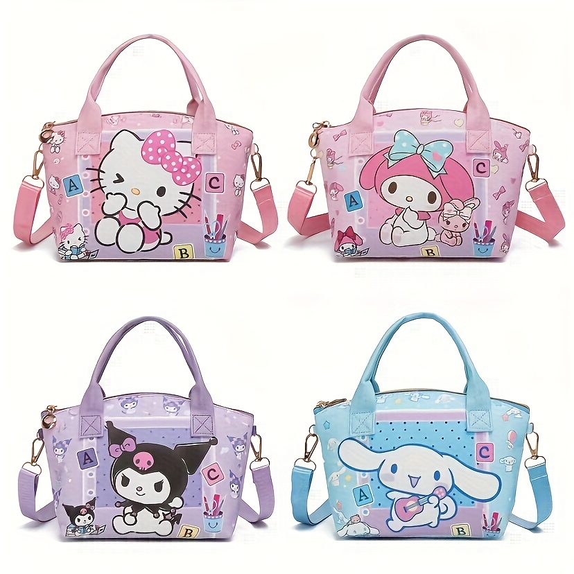 

1pc & Friends Polyester Handbag - Cute Anime-themed Shoulder Bag With Kuromi, For Cinnamoroll, For My Melody - Lightweight, , Non-bleachable, Ideal For Christmas, Birthday, Valentine's Gift